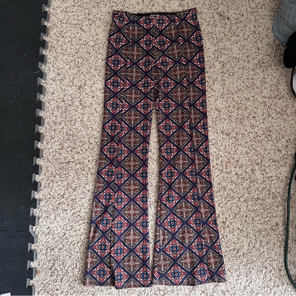 Geometric Patterned Boho Flared Pants - image 1
